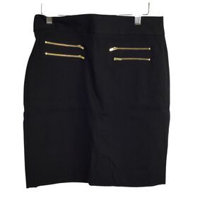 Banana Republic Womens Pencil Skirt With Gold Zipper Accents Black Size 6